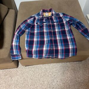 Classic Plaid Button Down Shirt in Blue and Red